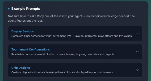 The example prompts section of the MCP landing page