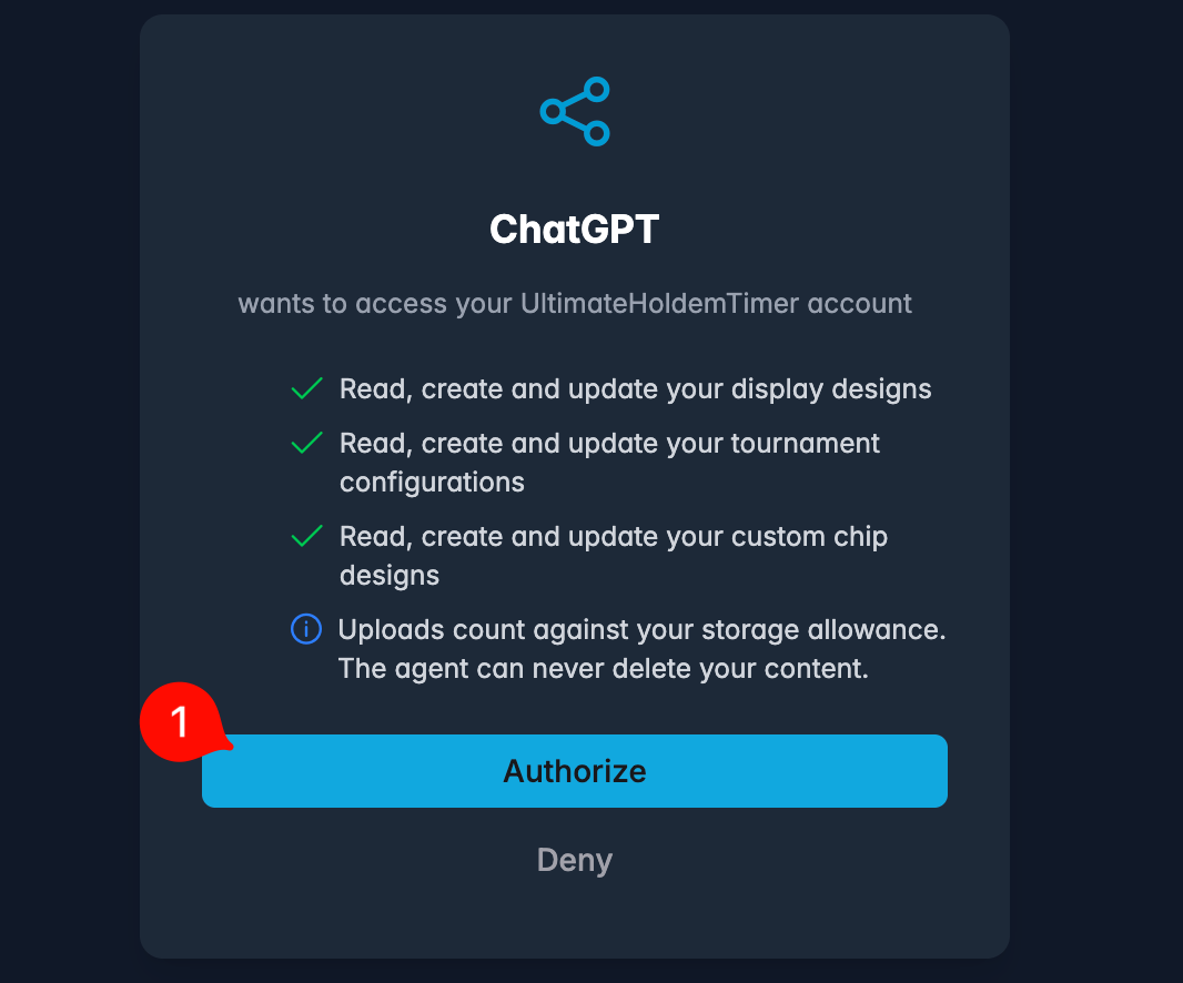 The UHT consent page listing the permissions, with the Authorize button marked