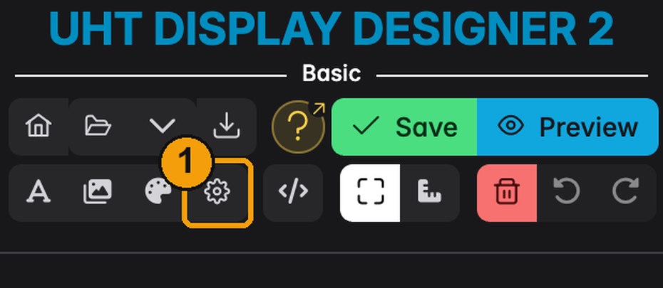 The designer toolbar with the cog button next to Manage Default Colors